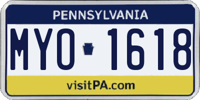 PA license plate MYO1618
