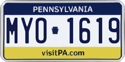 PA license plate MYO1619