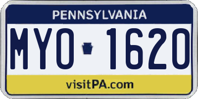 PA license plate MYO1620