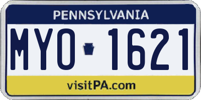 PA license plate MYO1621