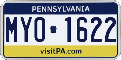 PA license plate MYO1622