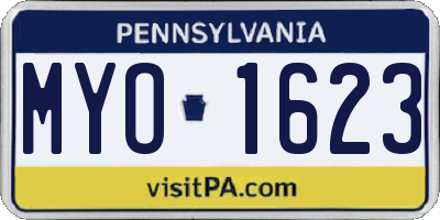 PA license plate MYO1623