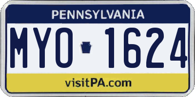 PA license plate MYO1624