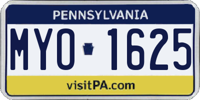 PA license plate MYO1625
