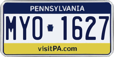 PA license plate MYO1627