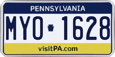 PA license plate MYO1628