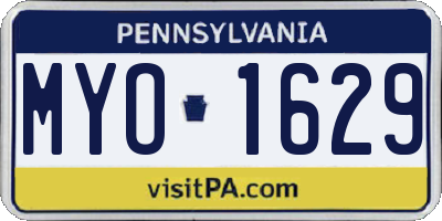 PA license plate MYO1629
