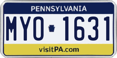 PA license plate MYO1631