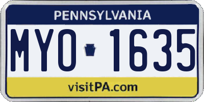 PA license plate MYO1635