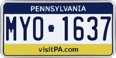PA license plate MYO1637