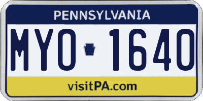 PA license plate MYO1640