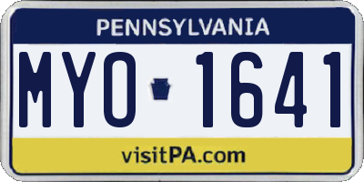 PA license plate MYO1641