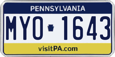 PA license plate MYO1643