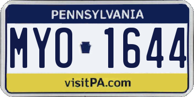 PA license plate MYO1644