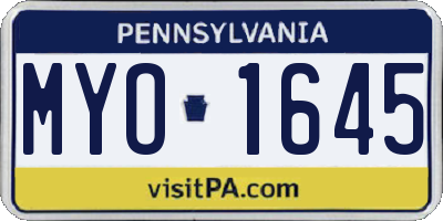 PA license plate MYO1645