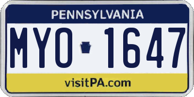 PA license plate MYO1647