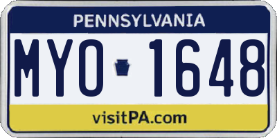 PA license plate MYO1648
