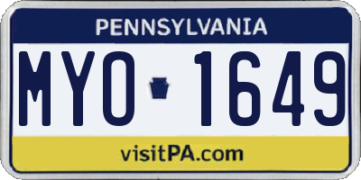 PA license plate MYO1649