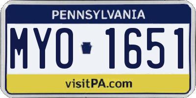 PA license plate MYO1651