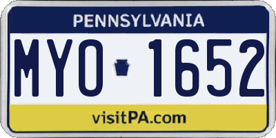 PA license plate MYO1652