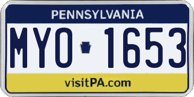 PA license plate MYO1653