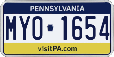 PA license plate MYO1654