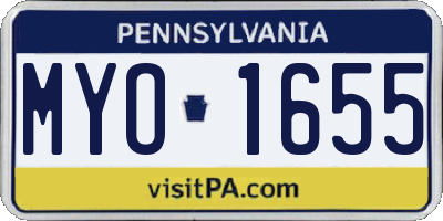 PA license plate MYO1655