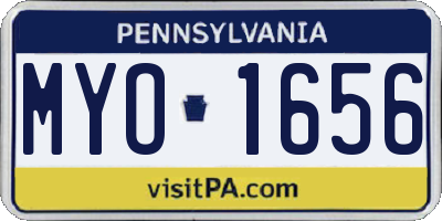PA license plate MYO1656