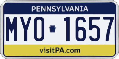 PA license plate MYO1657
