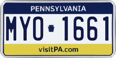PA license plate MYO1661