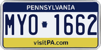 PA license plate MYO1662