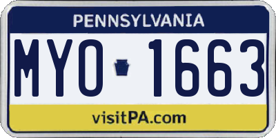 PA license plate MYO1663