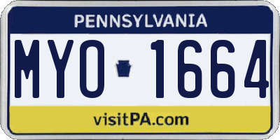 PA license plate MYO1664