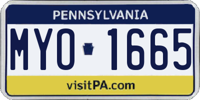 PA license plate MYO1665