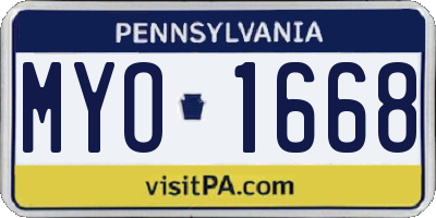PA license plate MYO1668