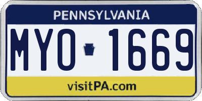 PA license plate MYO1669