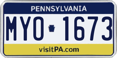 PA license plate MYO1673