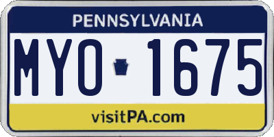 PA license plate MYO1675