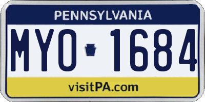 PA license plate MYO1684