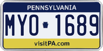 PA license plate MYO1689