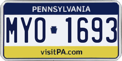 PA license plate MYO1693