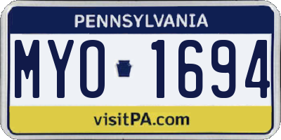 PA license plate MYO1694