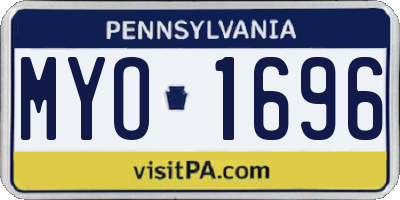 PA license plate MYO1696