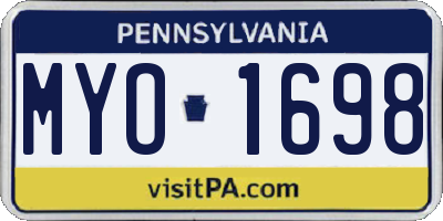 PA license plate MYO1698