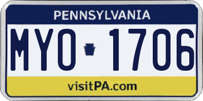 PA license plate MYO1706
