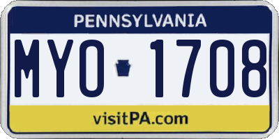 PA license plate MYO1708