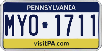 PA license plate MYO1711