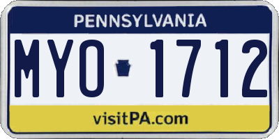 PA license plate MYO1712