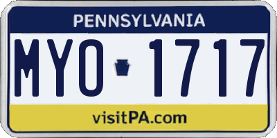 PA license plate MYO1717