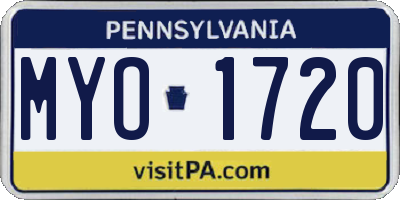PA license plate MYO1720